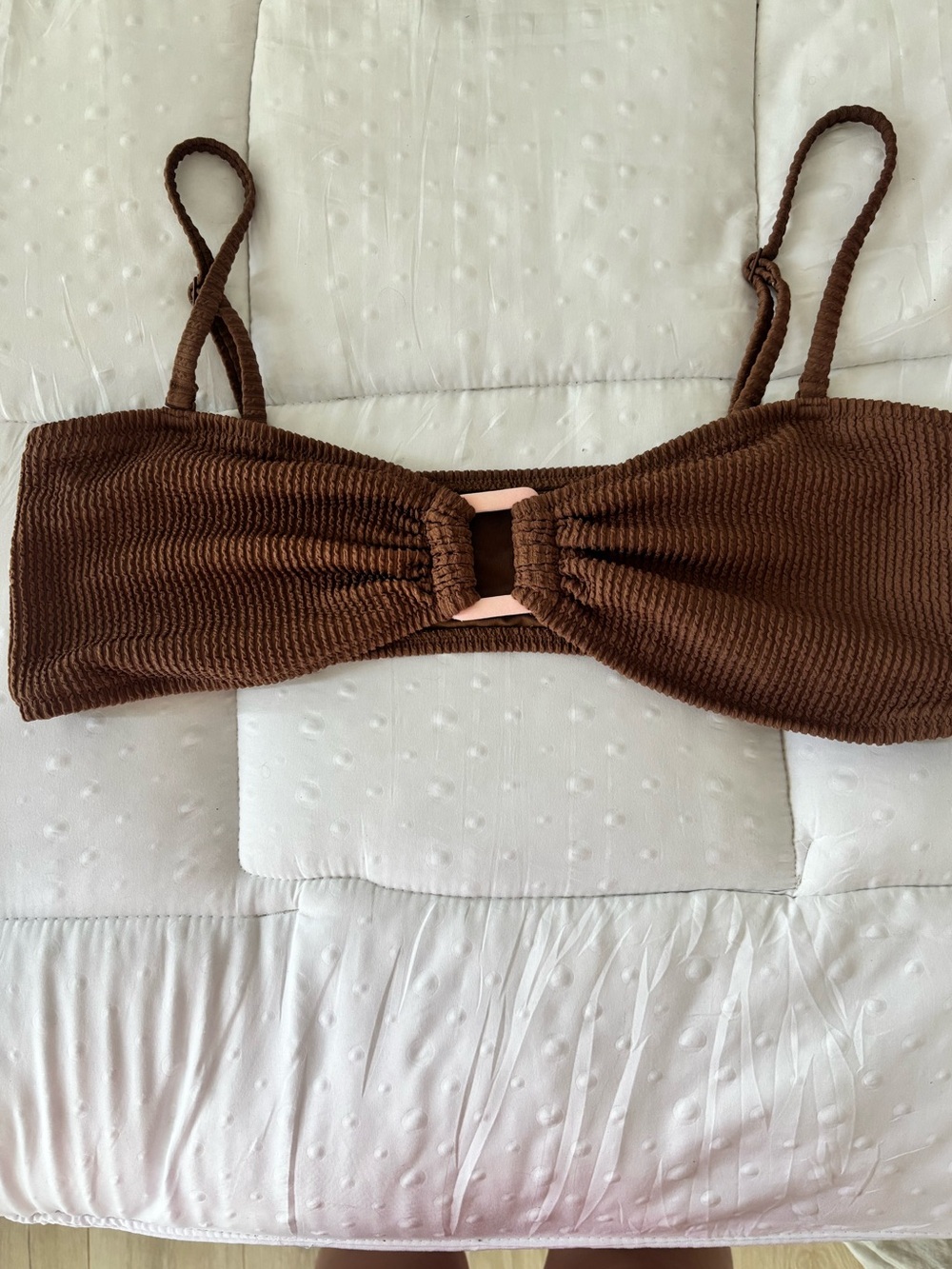aerie Brown Textured Bandeau Bikini Top
